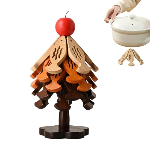 Dessous de plat pliable en bois, support pot chaud, cuisine et table de Noël - 2