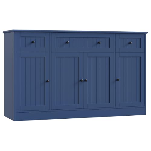 Hithos Blue Sideboard Buffet Cabinet With Three Drawers