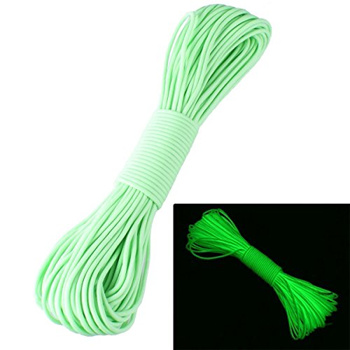 Zjchao Paracord Parachute Cord , Portable Survival 9 Strand 550 Luminous Glow In The Dark 25Ft, 50Ft, 100Ft (Green, 25Ft) #TOP25
