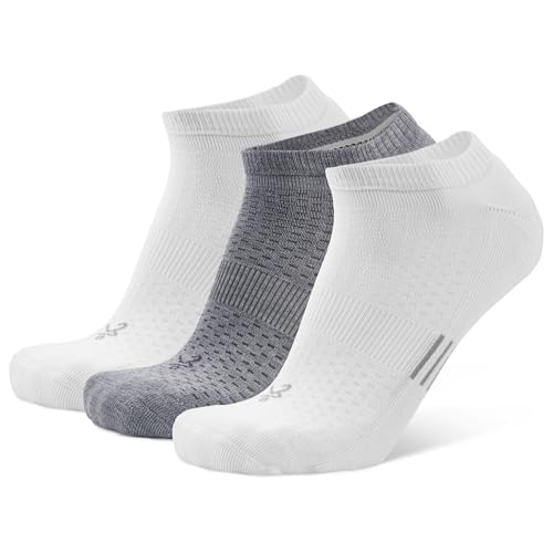Balega Athletic Socks Tempo 3-Pack, White and Gray, Large
