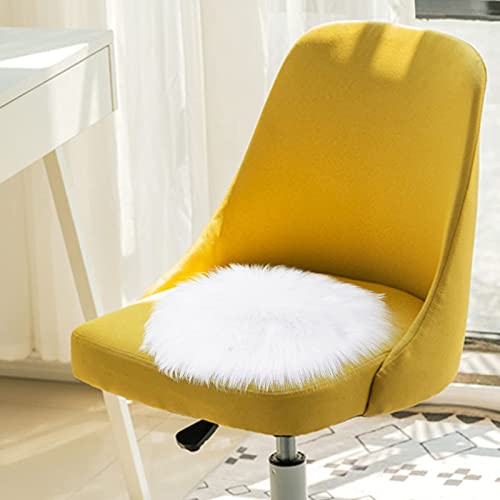 Molain Faux Fur Chair Pad 12 Inch Round Cover Seat Cushion Pad Carpet Mat 2 Pieces Soft Fluffy Area Rug For Seat Couch Jewelry Photography Background White #TOP6