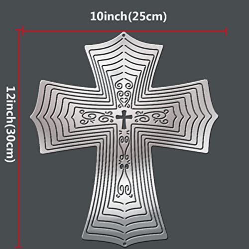 3D Metal Kinetic Wind Spinners Indoor And Outdoor,Hanging Home Décor Christmas Decorations,Great Gift Idea (1 Pack-12 Inch Silver Cross) #TOP5
