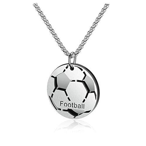 ANAZOZ Kette Männer Edelstahl Fußball Halskette mit Anhänger Silber für Herren