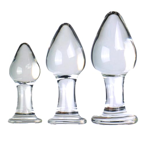 3Pcs Crystal Glass Anal Butt Plug Set - Small Medium and Big Glass Butt Plug Anus Training Kit Sex Glass Anal Plug Masturbation Sex Slave Abuse Sex Toys for Women Men Couples Lover