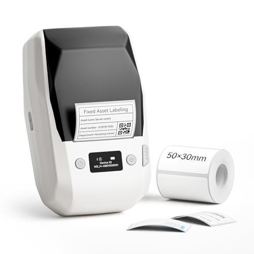 Image of NIIMBOT M2 Label Maker with Tape 2Inch Thermal Transfer Support Color Ribbon Printing Bluetooth Sticker Printer for Office Small Business School Home Cable Storage, Compatible with Phones & PC, White