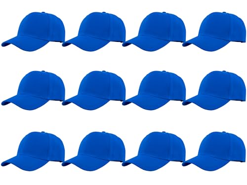 Gelante Plain Blank Baseball Caps Adjustable Back Strap Wholesale LOT 12 Pack- 001-Royal