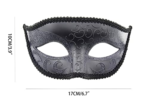 KEFAN 2 Pack Couple's Venetian Masks Set Masquerade Ball Mask Carnival Mardi Gras Prom Mask (Black)