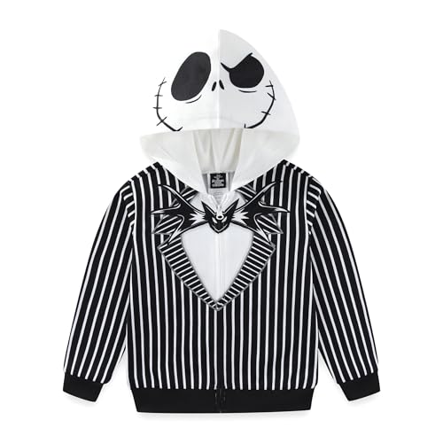 Disney Nightmare Before Christmas Jack Skellington Boys Halloween Zip Up Hoodie for Toddler and Big Kids Black