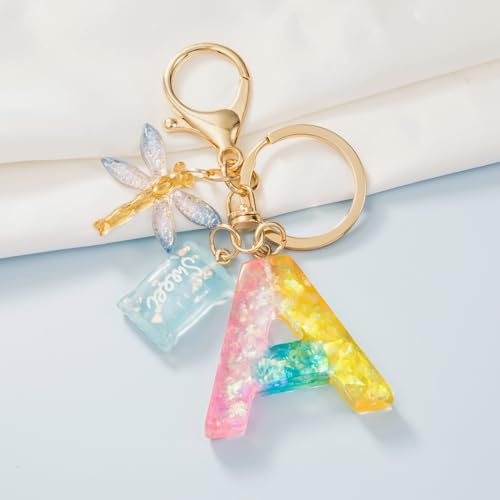 SELOVO Initial 'F' Keychain - Letter Alphabet Charm Keyring For Women & Girls, Gift Ready