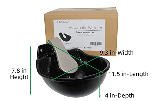 Homcare G2.5L Extra Large Livestock Push-Paddle Automatic Metal Waterer,Cast Iron Water Trough For Livestock,Livestock Water Bowl,Heavy Duty Auto Drinking Metal Troughs For Horse,Cattle,Goat,Pig,0.55 Gal thumb #5