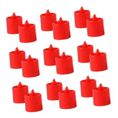 Velas LED sin llama rojas de plástico cónicas de larga duración pack 20