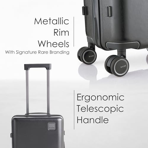 Image of Rare Tony Cabin Size Dark Grey Hard Trolley Bag Polycarbonate Antiscratch Travel Suitcase with 8 Silent Wheels and a Sturdy TSA Lock - Luggage for Men & Women