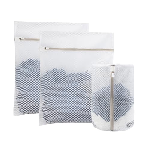 Laundry Bag 3Pcs Honeycomb Mesh Bag Zipper Washing Bag Storage Bags Travelling Household