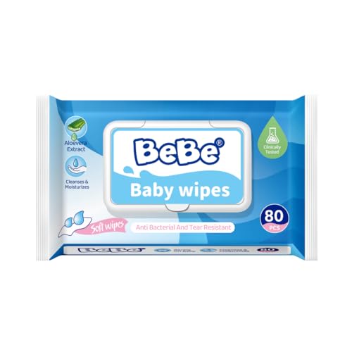 Image of BEBE Premium Baby Wipes With Aloe Vera |Zero Alcohol | Soft And Gentle | Refreshing Scent | Extra Safe Production - Blue color ((80 Count (Pack of 3))