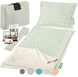 BACKLAXX® Akupressurmatte mit Kissen, Tuch & Tasche | Akupunktur-Matte mit Stacheln zur Massage | Entspannung Akkupressmatte für Nacken & Schulter | Massagematte für Rücken & Ganzkörper