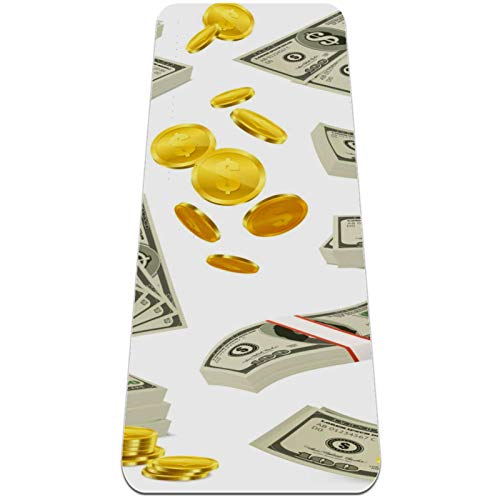 BestIdeas - BestIdeas Tapis de yoga avec pièces de monnaie pour yoga, pilates, exercice au sol pour hommes, femmes, filles, garçons, enfants débutants - Design antidérapant