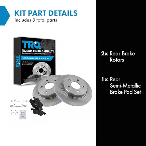 Image of TRQ Rear Brake Pad and Rotor Set Semi Metallic Solid Rotors | For 2012-2018 Ford Focus