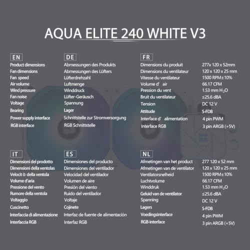 Image of TR-Thermalright Aqua Elite 240 White V3 Aio CPU Cooler-240mm Liquid Cooler,2x120mm ARGB Cooling Fan,Easy Installation,Compatible with AM5 /AM4, LGA1851 /1700 /115X /1200, White