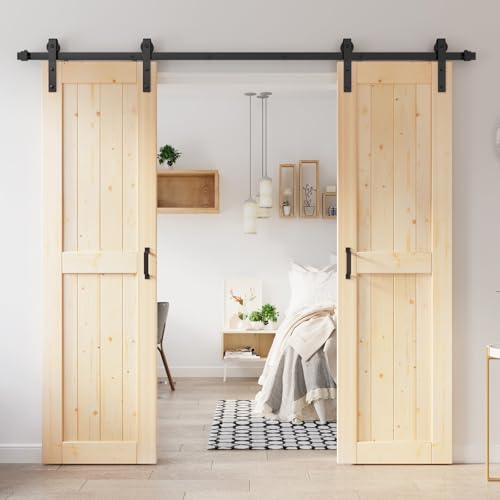 ROYMELO 48x84 inch (Double 24×84 inch Door) Sliding Barn Wood