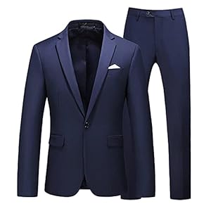Costumes 2 pièces pour Hommes Automne Slim Fit Un Bouton d’affaires Blazer Veste Plus La Taille Costume De Fête De Mariage Costume Formel (Bleu Marine,6XL)