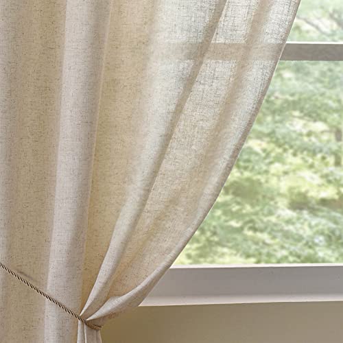 Valea Home Linen Curtains Panel 84 Inch Long Light Filtering Rod Pocket Crude Drapes For Bedroom Living Room Farmhouse Window Treatment Panels, Natural, 1 Panel #TOP1