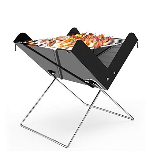 Edelstahl Faltgrill, Holzkohlegrill Tragbarer Klappgrill Faltgrill Für Hiking Und Outdoor, Erweiterte Größe: 30x26,5x30CM
