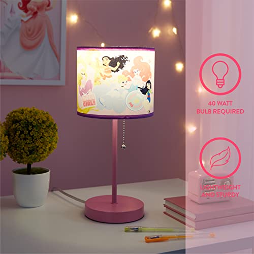 Image of Idea Nuova - Table Lamp with Printed Lampshade, Princess Design, 15.5 inch H x 7.5 inch W, Metal