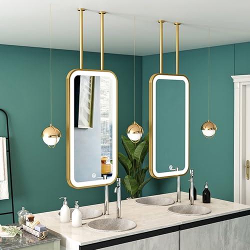 Miroir de courtoisie suspendu LED chic avec cadre doré