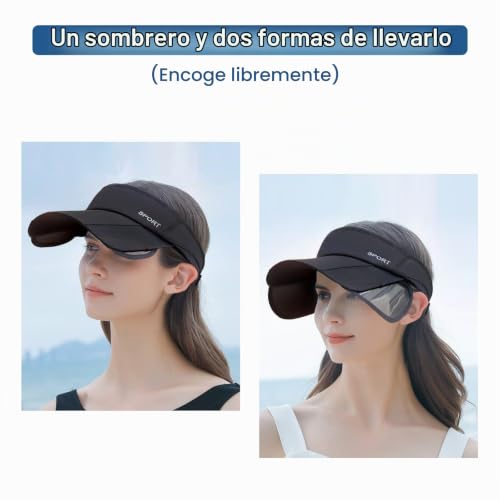 Miniatura 6 de Tagvo Mujer Visera, Verano Deportiva Ajustable Transpirable Protección Uv Viseras Visera De Mujer Con Borde Retráctil Para Mujeres Y Hombres Para Running Golf Baseball Tenís
