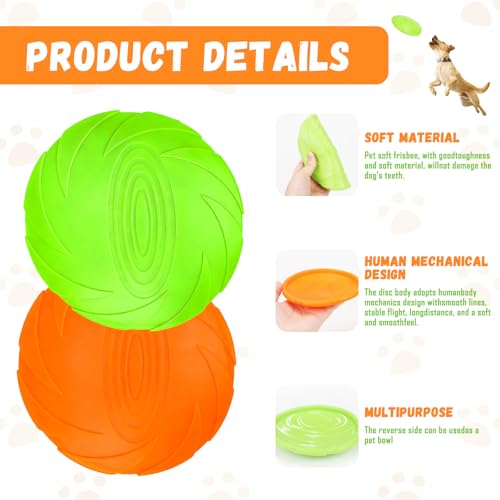 Yooyan 2 Stück Hundefrisbee, 15cm Hundespielzeug Frisbee, Outdoor Hundespielzeug - Wurfscheibe aus Naturkautschuk, Schwimmfähiges Wasserspielzeug, Geeignet Für Das Training Von Haustieren