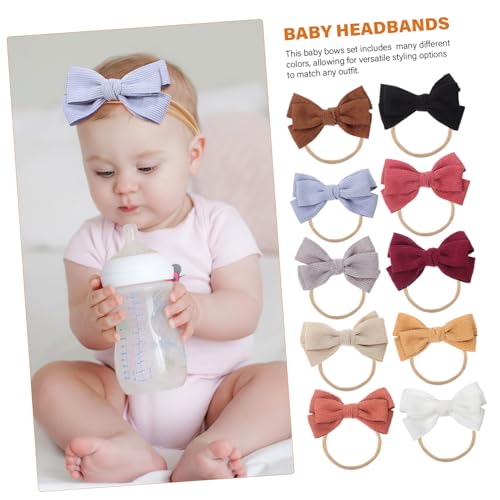 10 peças de laços para bebês, acessórios para cabelo de meninas, envoltórios de cabeça para bebês, s