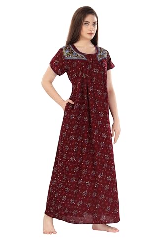 Image of Soulemo Women's Cotton, Rayon & Polyester Printed Maxi Nighty (Alpine) 861