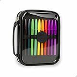 Estojo Escolar Grande Transparente com Zíper, 4 Cores Disponíveis, Capacidade para Lápis, canetas, borracha, apontador, Tesoura, Design Moderno Papelaria fofa Divertida Criativa (Preto)