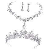Juego de Joyería de Novia Tiara, Collar y Pendientes de Boda