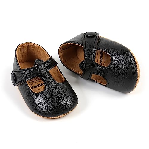 Baby Girls Mary Jane Flats with Bowknot Flowers Princess Wedding Dress Ballet Shoes Non-Slip Toddler First Walkers Newborn Crib Shoes