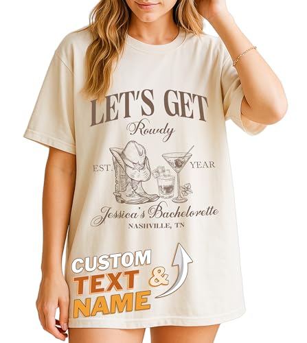 Tehg & Tuhg Custom Bachelorette Shirts for Bridal Party, Personalized Name Location Tees for Bride Squad,Fun Matching Outfits