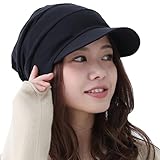 医療帽子 プレジールウィッグ 抗がん剤／医療用帽子 オーガニック 段々キャスケット (ブラック)