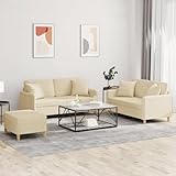 WEMYUFURN 3-Sitzer Sofa mit Hocker L-Form Eckcouch Wohnzimmer Garnitur...