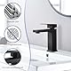 Wasserhahn Bad Schwarz Waschtischarmatur, Bad Armatur Mischbatterie Waschbecken Armaturen Schwarz, Wasserhahn Eckig mit Höhe 164mm, Wasserhähne Bad Heiß und Kalt Einstellbar, G3/8
