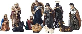 MOVKZACV 11pcs Christmas Crib Figures 6.3x4.53x1.18inch Traditional Nativity Set Manger Church Resin Statue Home DecorSmall size