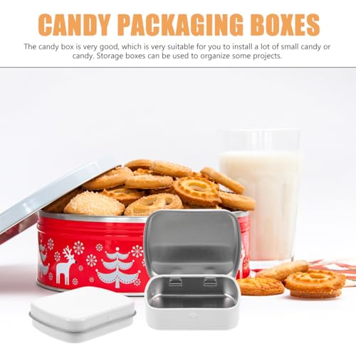 Image of LALAFINA 10Pcs Metal Rectangular Hinged Tins Mini Portable Box with Hinged Lid, Empty Storage Tins Candy Treat Boxes for Diy Use, Home Organizer