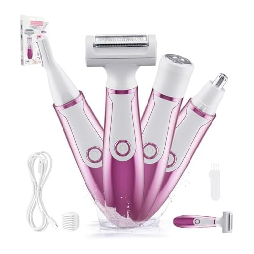 Barbeador elétrico para mulheres, 4 em 1, depilador corporal indolor e removedor de pelos faciais, recarregável, feminino, aparador elétrico para rosto, braço, pernas, axilas, biquíni, barbeador