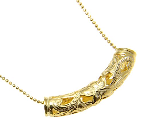 Arthur's Jewelry 925 sterling silver yellow gold plated Hawaiian plumeria scroll barrel 37mm pendant3