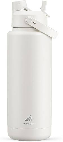 Miniatura 24 de POWCAN - Botella de agua térmica 2 en 1, sorbete y tapa con boquilla, antifugas, acero inoxidable sin BPA, apta portavasos automóvil, bebida fría 24