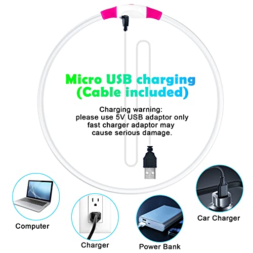 AUAUY LED Leuchthalsband Hund, USB Aufladbar Längenverstellbarer Haustier Sicherheit Kragen Zuschneidbares Wasserdicht Leuchthalsband für Hunde und Katzen, 3 Modus (Rosa)