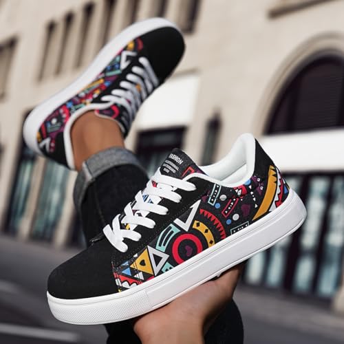 Men's Trendy Street Style Skate Shoes, Comfy Non Slip Casual Lace Up Sneakers for Men's Outdoor Activities3