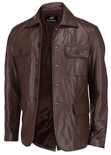 Image of Jild Lambskin Leather Jacket Men Casual Coat - Notched Collar Classic Bond's Style Ultimate Leather Blazer for Men