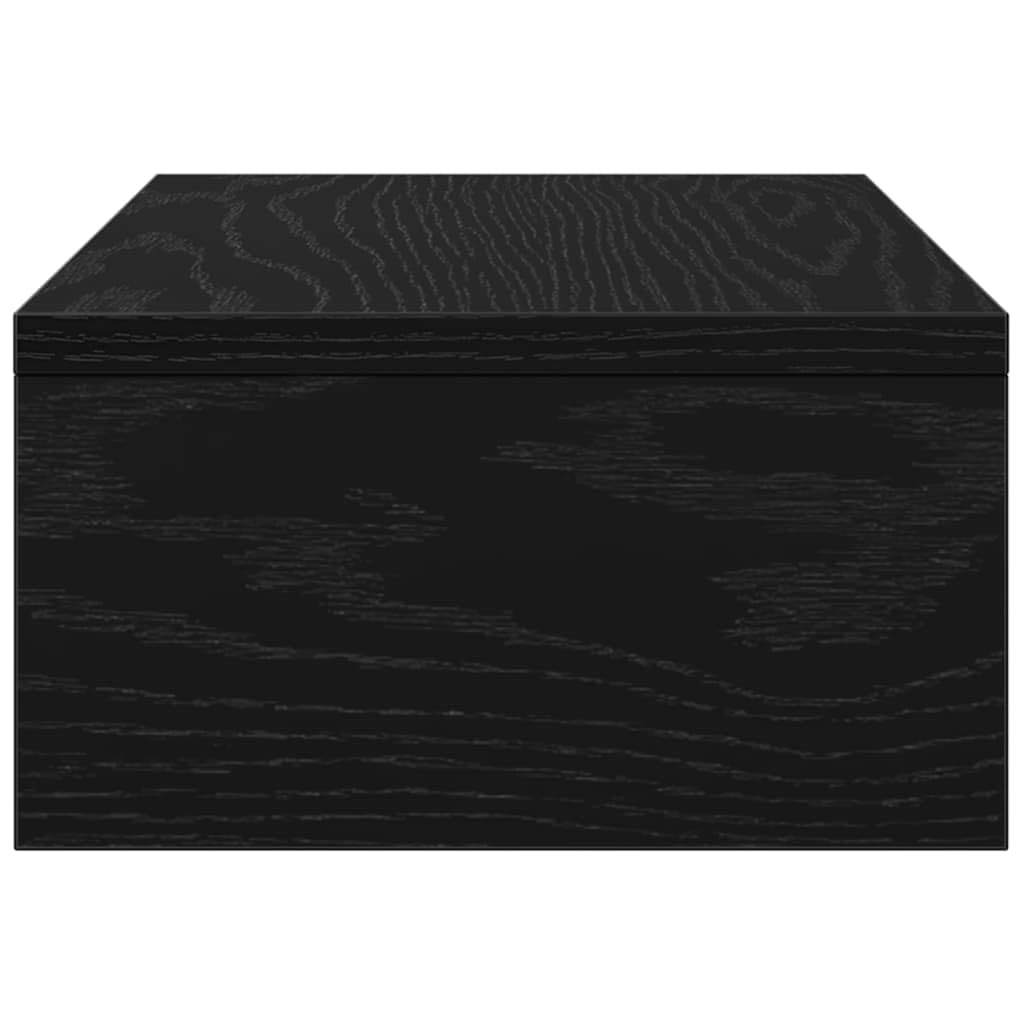 Supporto per monitor, in legno di rovere nero, 42 x 24 x 13 cm, da scrivania, per PC, ergonomico, salvaspazio, per ufficio, casa, gaming, con gestione cavi e ventola