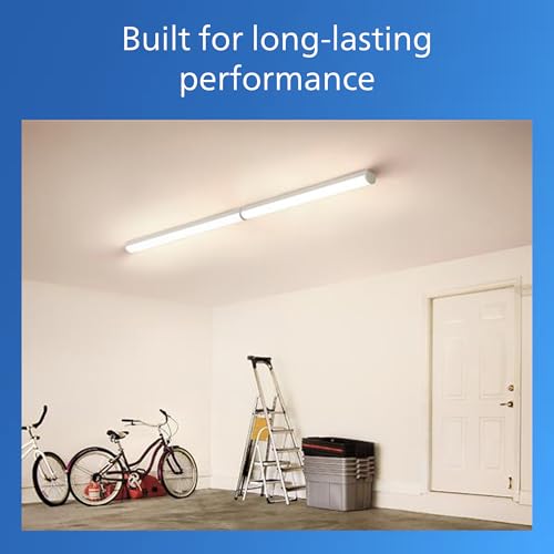 Image of Philips LED 2-Pack 4FT High Brightness Utility Garage Shop Batten Strip Fixture, Hardwired, 3800 /4300 /5200lm, CCT 3500 /4000 /5000K, 50,000 Hours, Damp Rated, 120-277V - Basement Ceiling Undercabinet