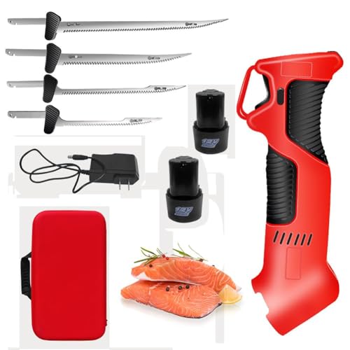 COYEUX Couteau à fileter Le Poisson électrique sans Fil, avec 4 Lames antiadhésives à revêtement Ti Nitride SS, système de Verrouillage sécurisé, pour Couper la Viande de Poisson